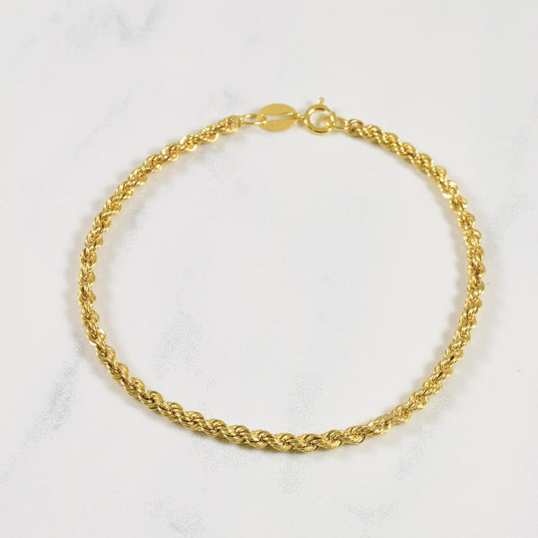 10k Yellow Gold Rope Bracelet | 7