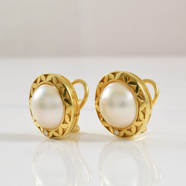 Mabe Pearl & Diamond Hoop Earrings | 8.00ctw, 0.04ctw |