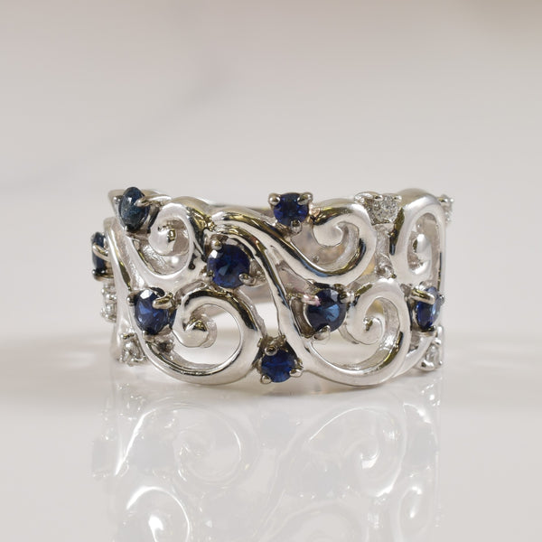 Sapphire & Diamond Filagree Ring | 0.50ctw, 0.10ctw | SZ 7.5 |