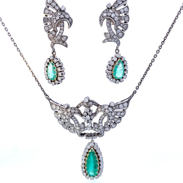 Art Nouveau Colombian Emerald Jewelry Suite | 7.70ctw, 5.80ctw | 19
