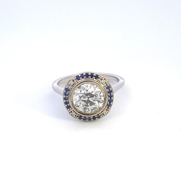 Bespoke' Sapphire & Diamond Halo Engagement Ring | 2.02ct, 0.25ctw | SZ 7 |