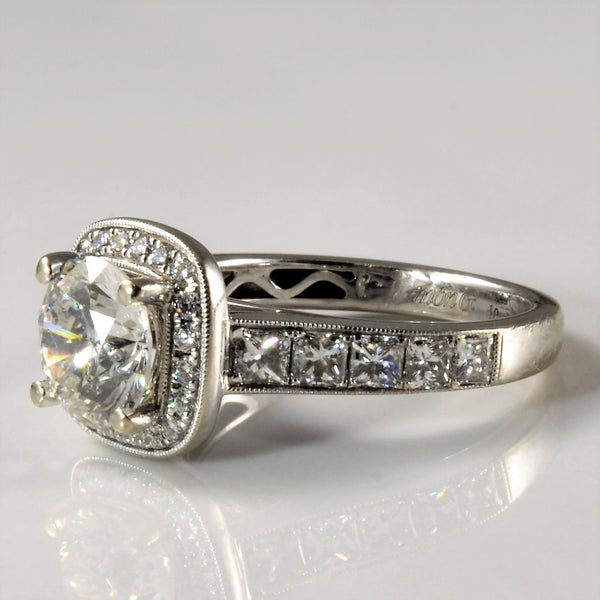 Simon G' Diamond Halo Engagement Ring | 2.06ctw | SZ 4.5 |
