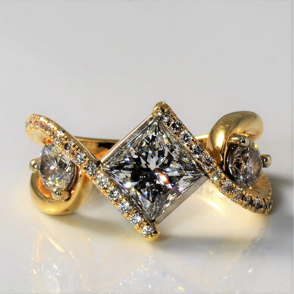 Mixed Cut Diamond Bypass Engagement Ring | 2.66ctw | SZ 6 |