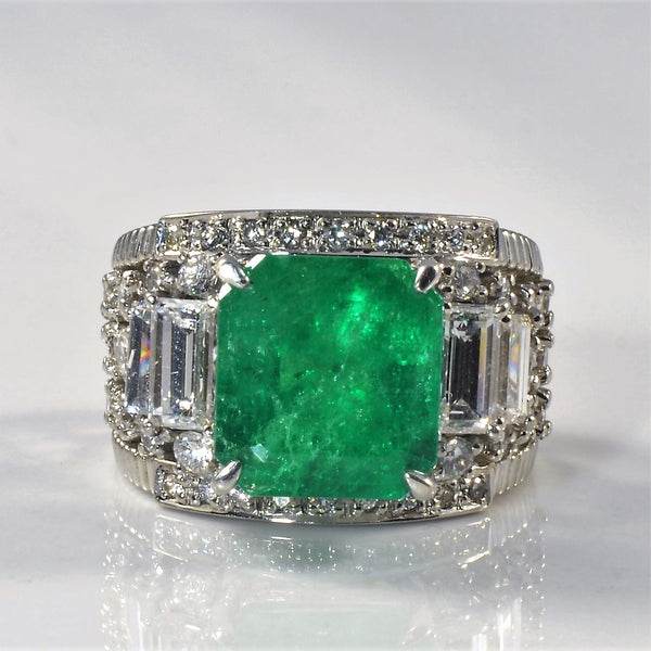 Emerald & Baguette Diamond Ring | 4.64ct, 1.96ctw | SZ 5.75 |