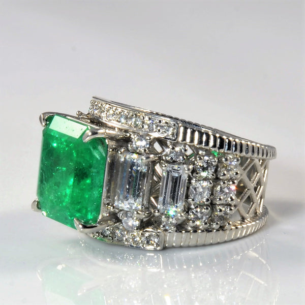 Emerald & Baguette Diamond Ring | 4.64ct, 1.96ctw | SZ 5.75 |