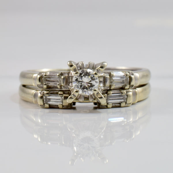 Art Deco Engagement Ring  & Wedding Band Set | 0.36 ctw SZ 8.5 |