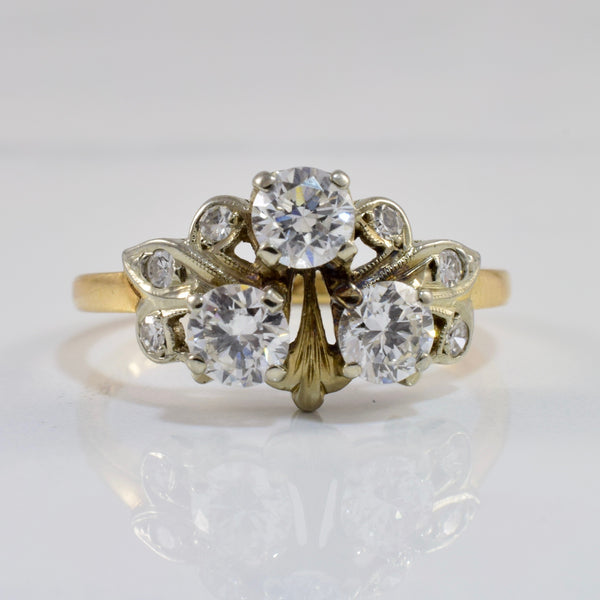 Birks Three Stone Diamond Floral Ring | 0.85 ctw SZ 6.5 |