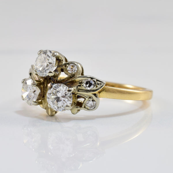 Birks Three Stone Diamond Floral Ring | 0.85 ctw SZ 6.5 |