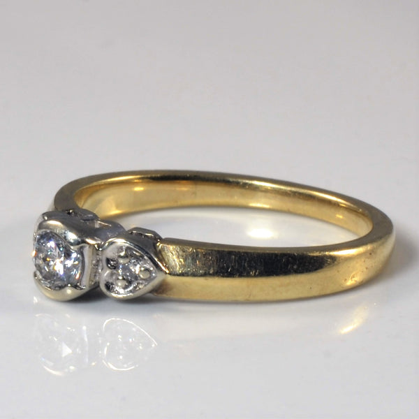 Heart Detailed Three Stone Diamond Ring | 0.17ctw | SZ 6.25 |