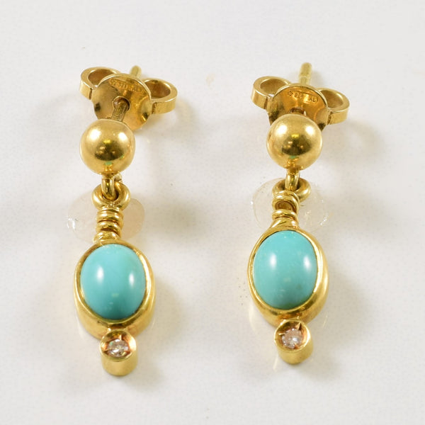 Turquoise & Diamond Dangle Earrings | 1.10ctw, 0.02ctw |