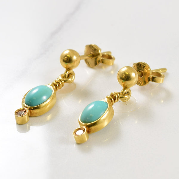 Turquoise & Diamond Dangle Earrings | 1.10ctw, 0.02ctw |