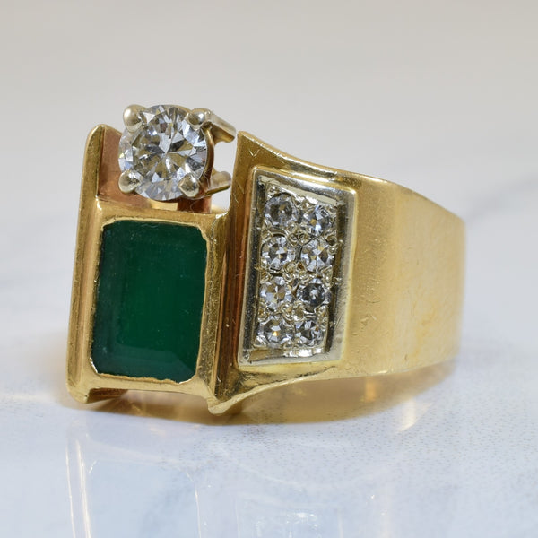 Emerald & Diamond Cocktail Ring | 1.50ct, 0.58ctw | SZ 5.5 |