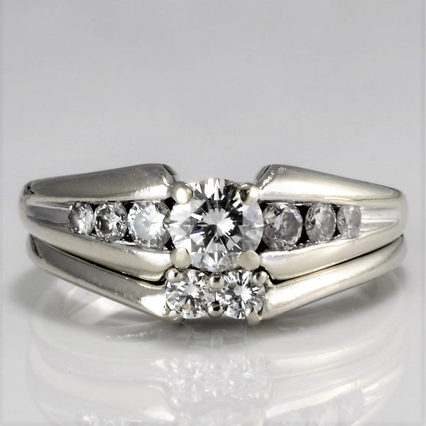 Butterfly Styled Ring & Two Stone Wedding Band  | 0.60 ctw, SZ 5.75 |