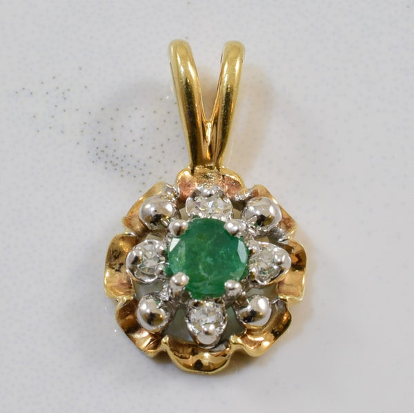 Floral Emerald & Diamond Pendant | 0.16ct, 0.04ctw |