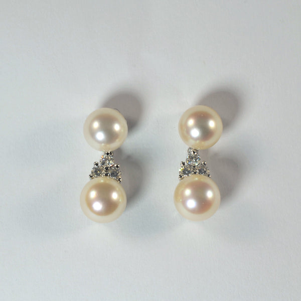 TIFFANY & CO. Aria Pearl & Diamond Drop Earrings