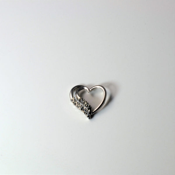 Illusion Set Diamond Sterling Silver Heart Pendant |
