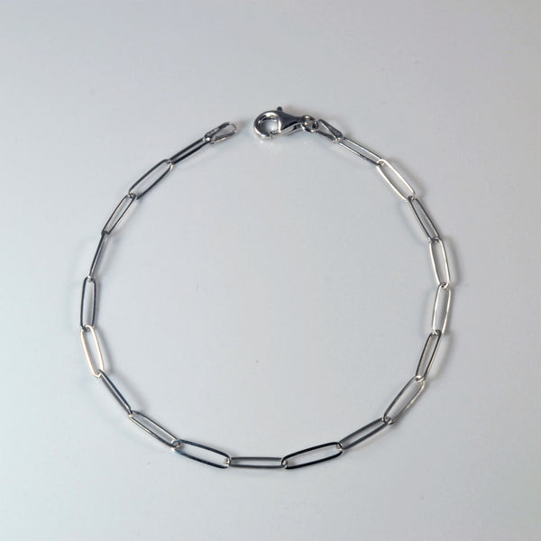 Bespoke' White Gold Paperclip Chain Bracelet | 7