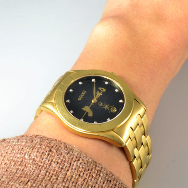 Gucci' Custom Oman Detailed Gold Watch |