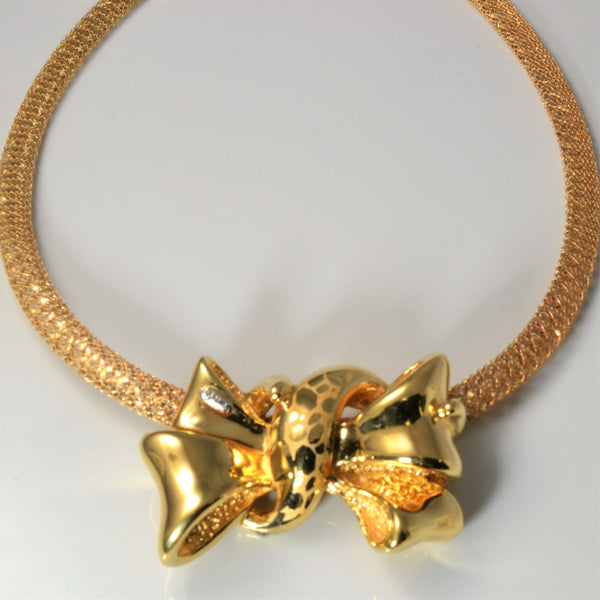 Raika' Hollow Gold Bow Mesh Necklace | 17