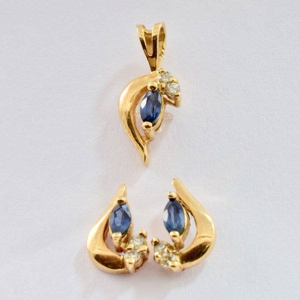 Sapphire and Diamond Earrings and Pendant Set | 0.08 ctw |
