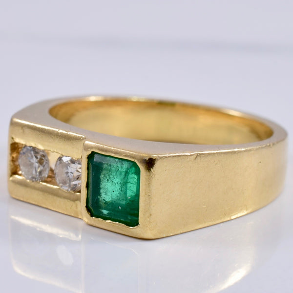 Bezel Set Emerald Ring with Channel Set Diamonds | 0.16ctw, 0.48ct | SZ 5.75 |