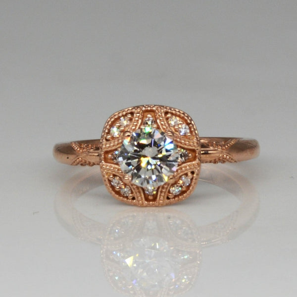 Bespoke' Art Deco Inspired Rose Gold Engagement Ring | 0.83ctw | SZ 7.25 |
