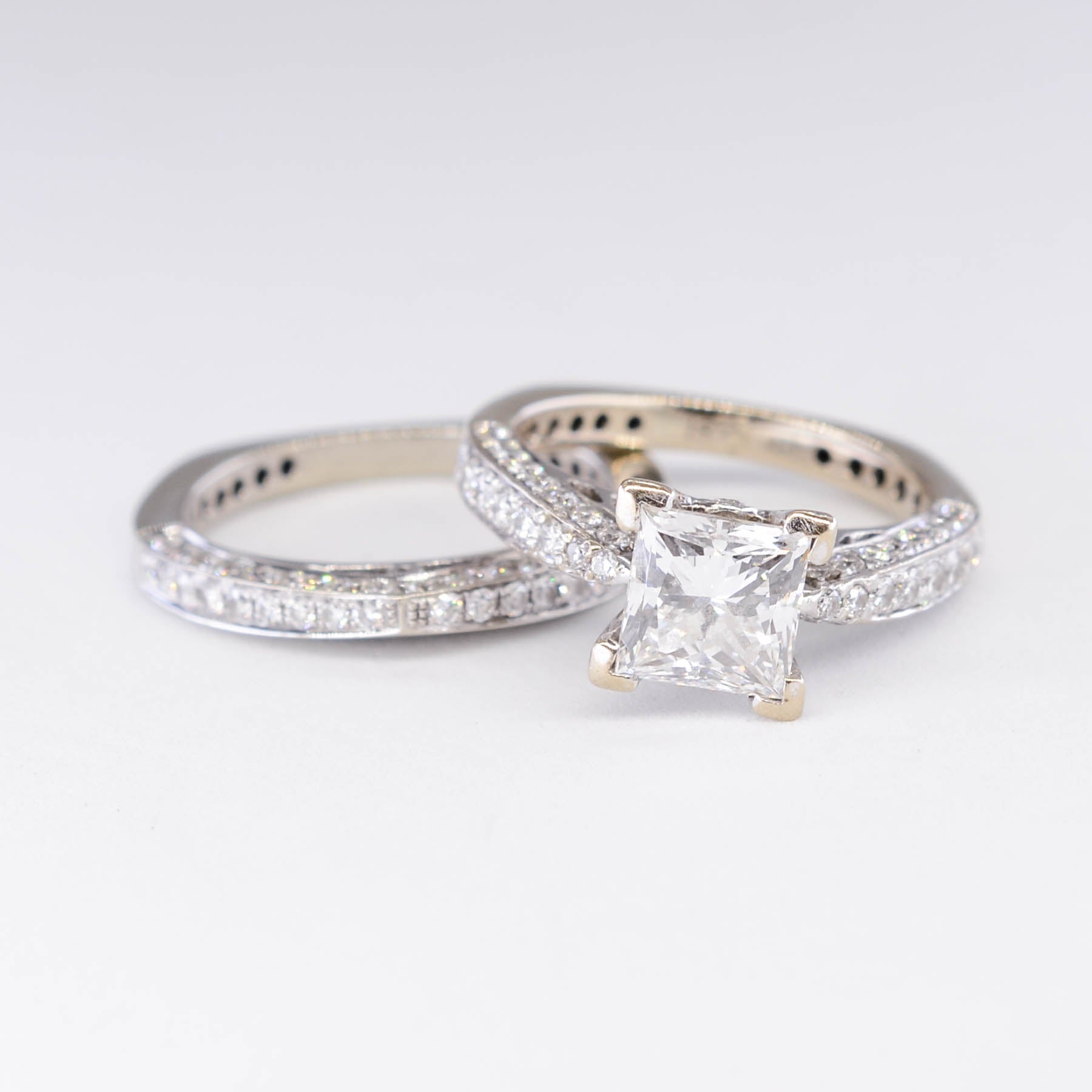 GIA Certified Diamond Princess Wedding Set with European Shank  | 2.60 ctw | SZ 4.5