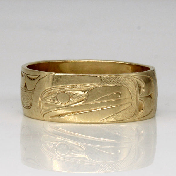 14k Yellow Gold Indigenous Art Ring | SZ 11 |