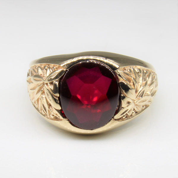 Synthetic Ruby Cabochon Ring | 3.50ct | SZ 8.5 |
