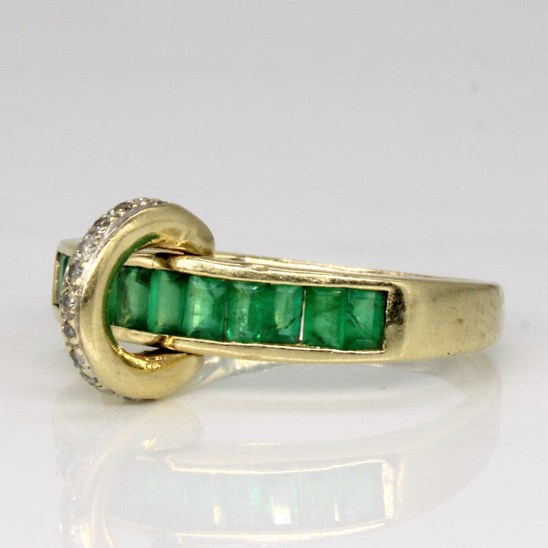 Emerald & Diamond Pierced Ring | 0.60ctw, 0.04ctw | SZ 8.25 |