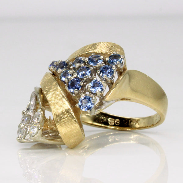 Sapphire & Diamond Abstract Cocktail Ring | 0.60ctw, 0.15ctw | SZ 6.5 |