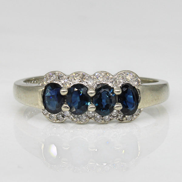 Four Stone Sapphire & Diamond Ring | 0.58ctw, 0.13ctw | SZ 8 |