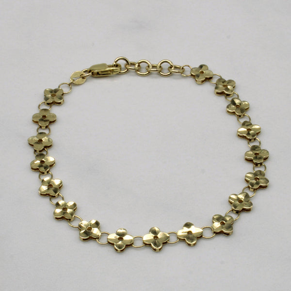 10k Yellow Gold Flower Link Bracelet | 6