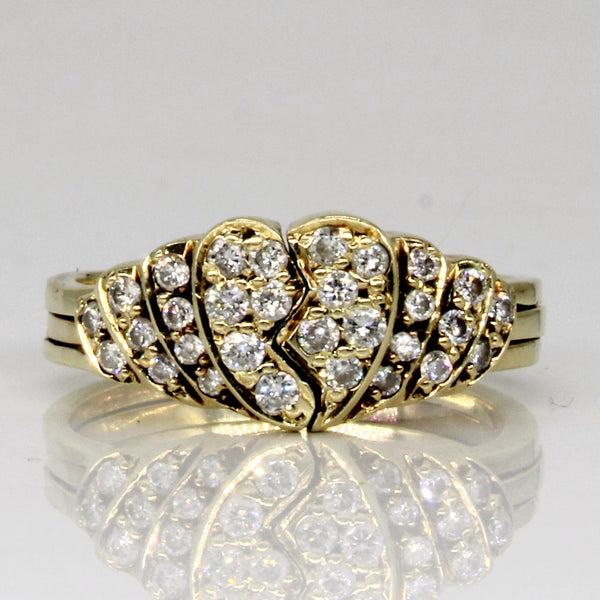 Diamond & Synthetic Sapphire Broken Heart Ring | 0.41ctw, 0.12ct | SZ 8.25 |