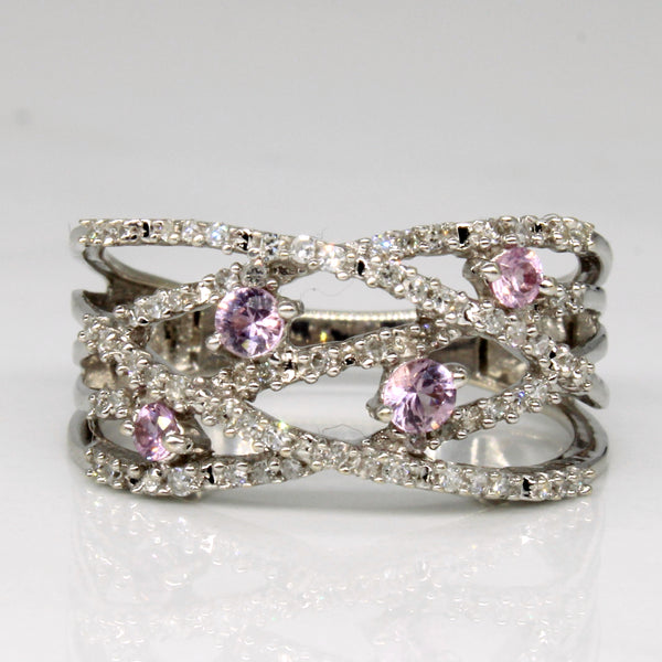 Pink Sapphire & Diamond Woven Ring | 0.25ctw, 0.20ctw | SZ 6.75 |
