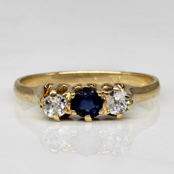 Diamond & Sapphire Simulant Three Stone Ring | 0.20ctw, 0.18ct | SZ 7.25 |