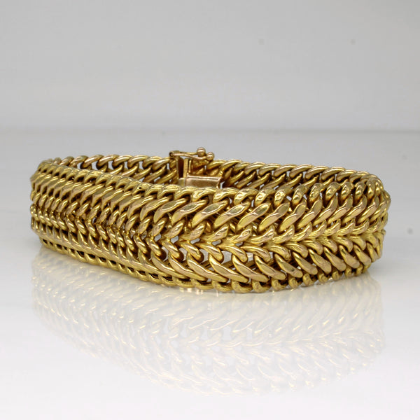 10k Yellow Gold Modified Curb Link Bracelet | 7