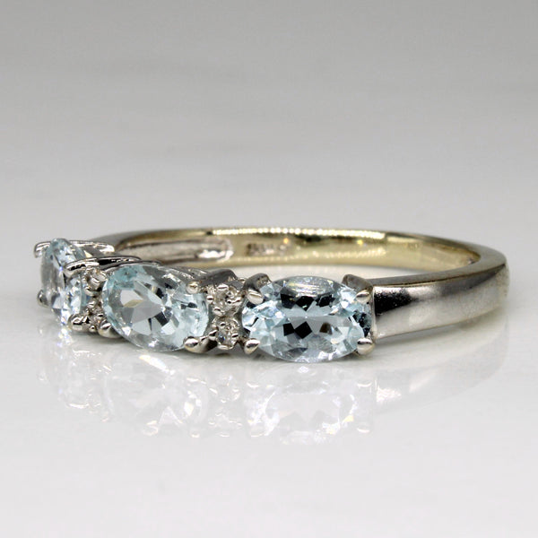 Alternating Aquamarine & Diamond Ring | 1.20ctw, 0.02ctw | SZ 8 |