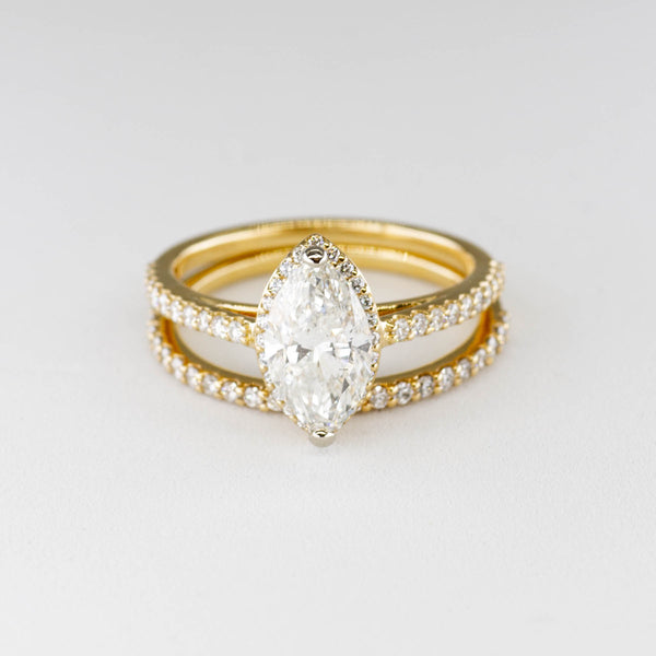 '100 Ways' Marquise Diamond Engagement Ring and Matching Band in 18k | 1.87ctw | SZ 6.5 |