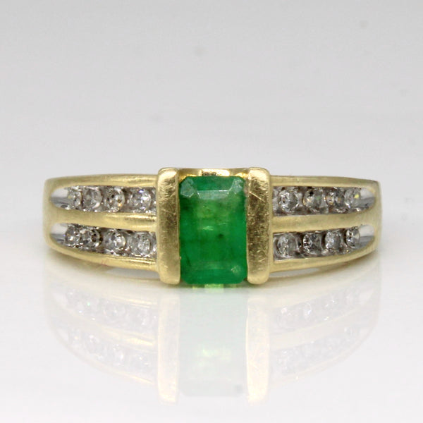 Emerald & Diamond Ring | 0.45ct, 0.16ctw | SZ 5.5 |