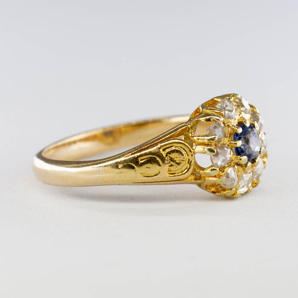 Victorian Sapphire and Diamond Halo Ring | 0.23ct, 0.60ctw | SZ 8