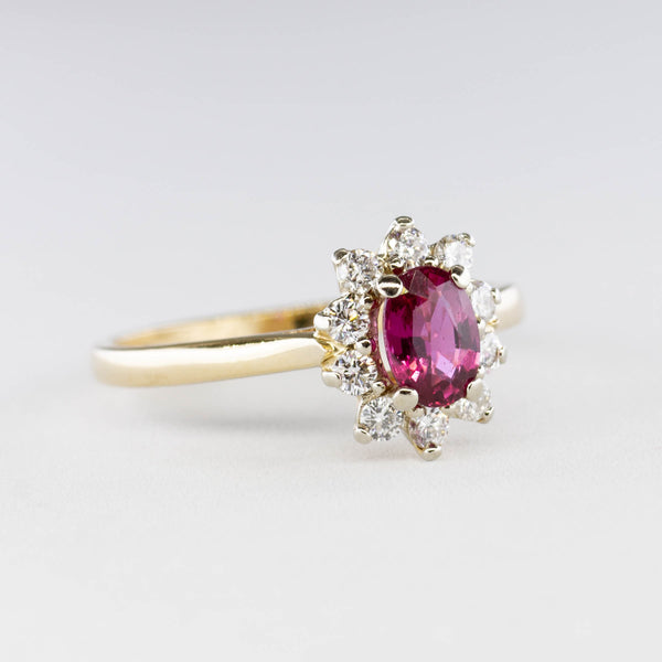 Birks Oval Ruby and Diamond Halo Ring | 0.50ct 0.25ctw | SZ 6