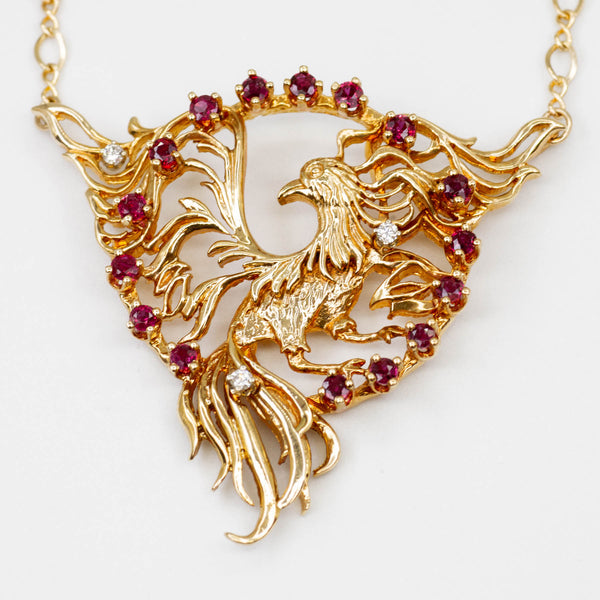 Phoenix Necklace with Ruby and Diamonds | 17