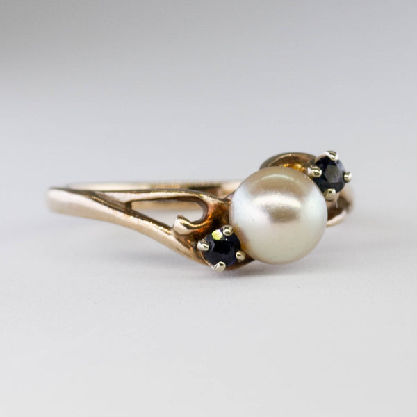 Pearl & Sapphire Split Shank Ring | 1.75ct, 0.15ctw | SZ 7.5 |