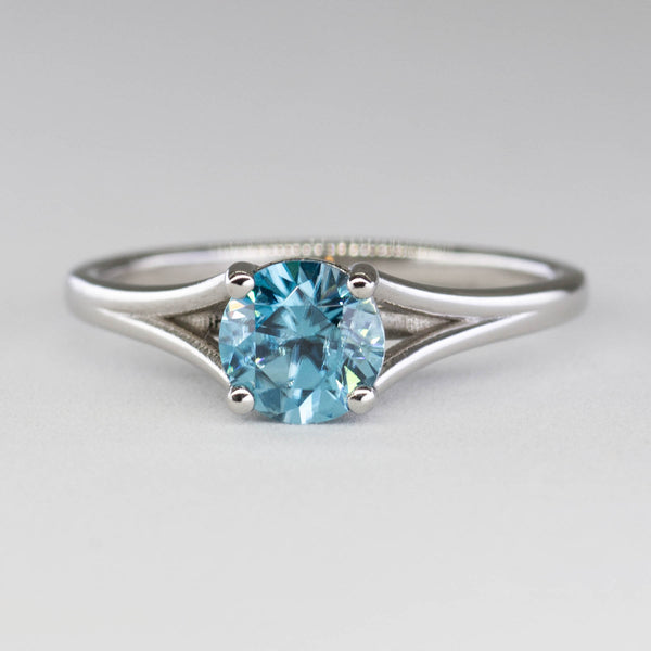 Bespoke' Split Shank Platinum Blue Zircon Ring | 1.75ct | SZ 6.5 |