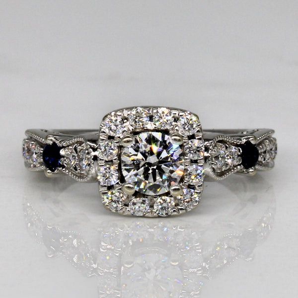 Vera Wang' Diamond & Sapphire Love Collection Engagement Ring | 0.74ctw, 0.15ctw | SZ 4.75 |