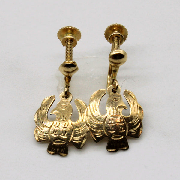 14k Yellow Gold Indigenous Clip On Earrings