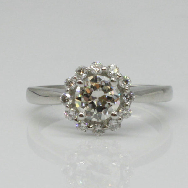 Bespoke' Old European Diamond Halo Engagement Ring | 0.70ctw | SZ 4.75 |